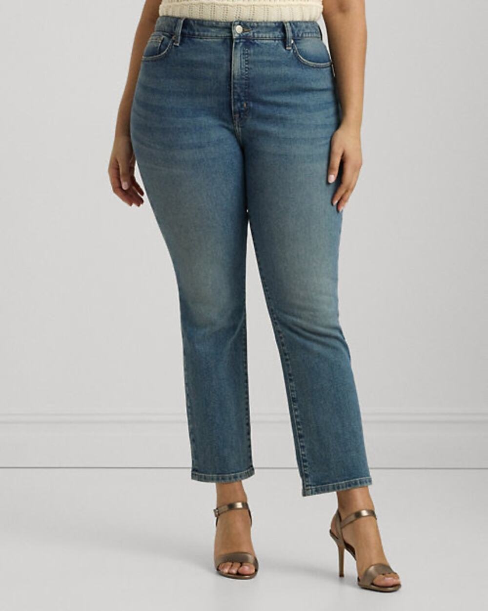 Ralph Lauren Woman High Rise Straight Ankle Jeans Medium Wash 32
